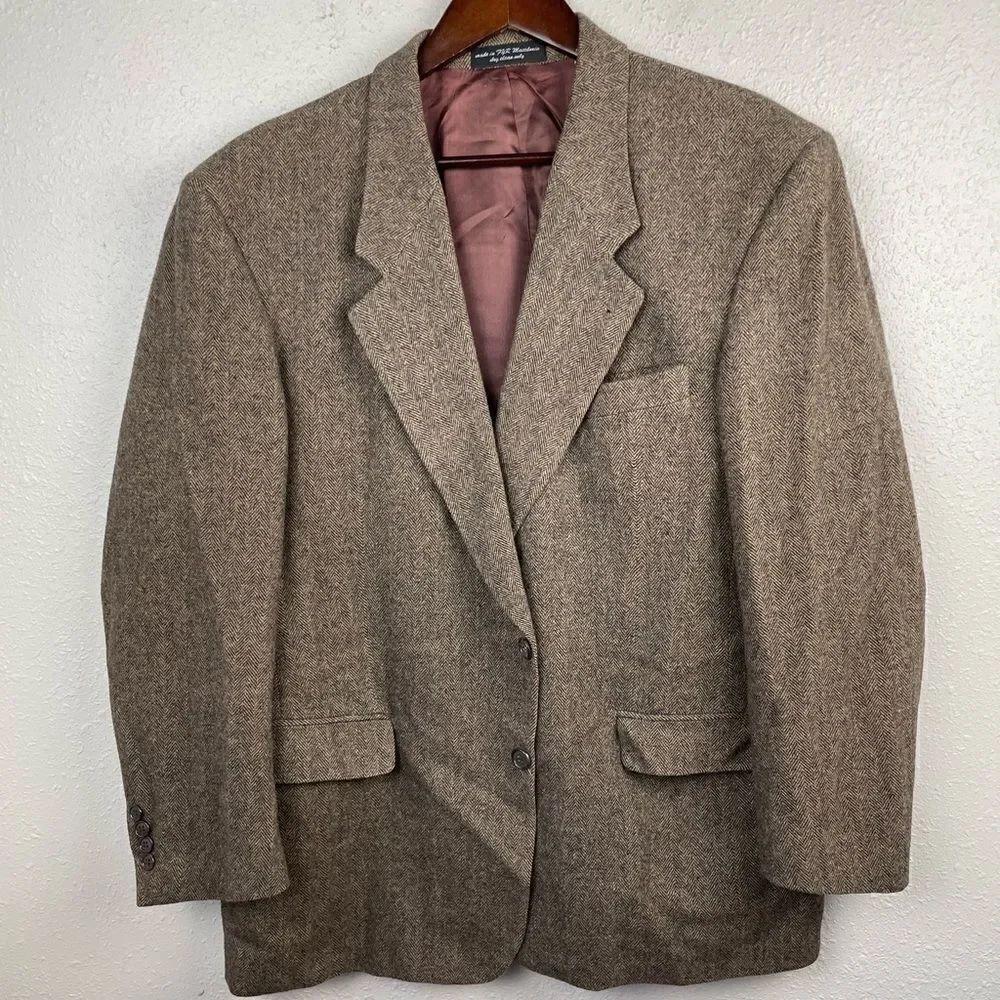 Ron Chereskin Camel Hair Blend Tweed Blazer Size 46R EUC